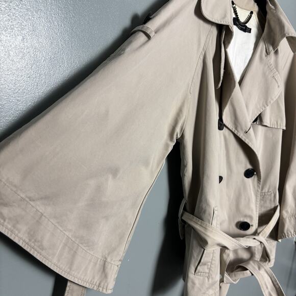 All Saints Womens Double Breasted Sherlock Cotton Trench Coat Jacket 8 Beige - Picture 4 of 14